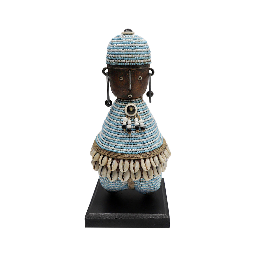 Beaded Namji Doll 115 Striped Light Blue & White