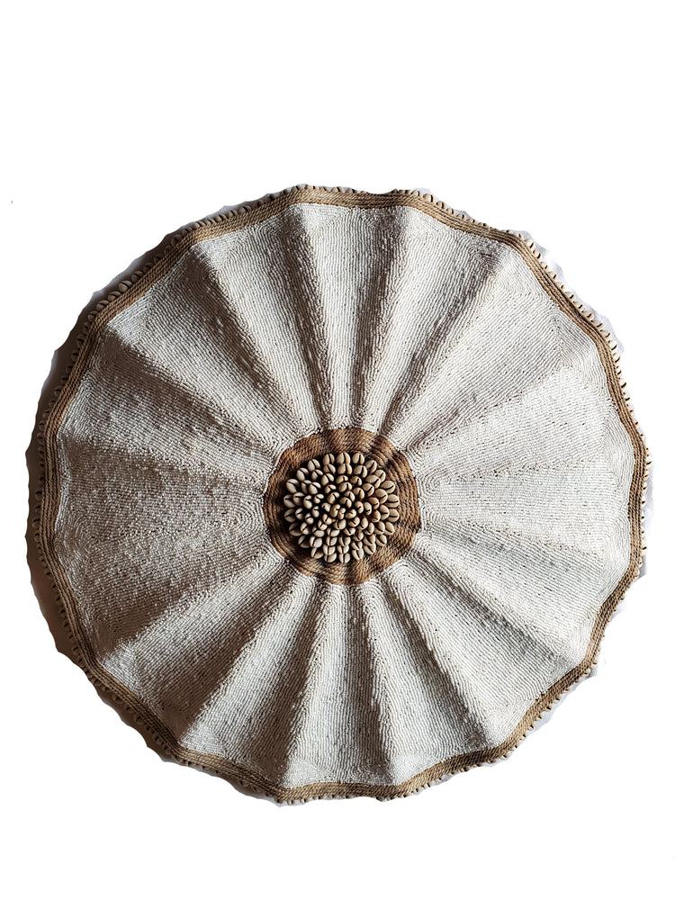 Beaded Cameroon Umbrella Shield - White