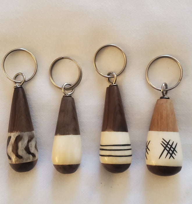 Key Chain Wood & Bone | Assorted Bone Designs — Luangisa African Gallery