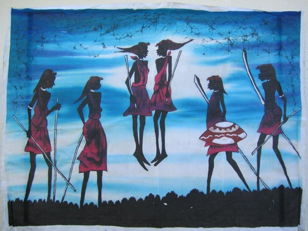 Maasai Warrior Dancers Batik Art 02