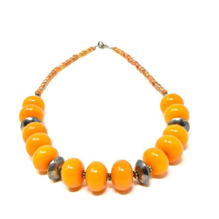 African Orange Amber Neckline Necklace 01 CU 150