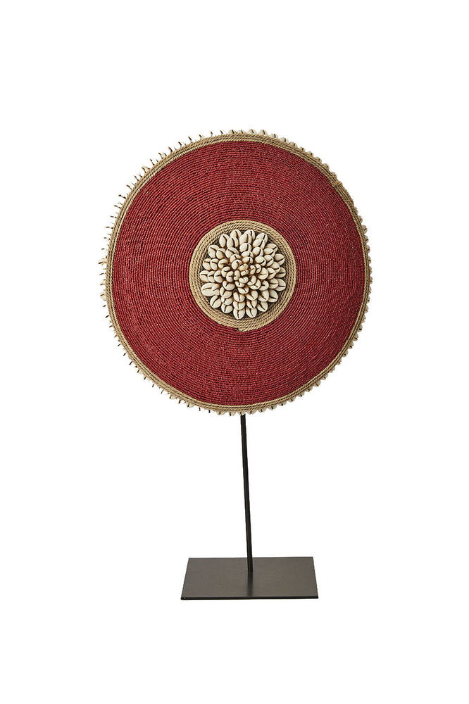 Beaded Cameroon Shield on stand - Red