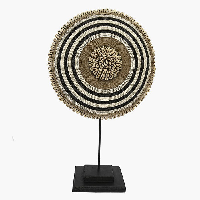Beaded Cameroon Shield on stand - Black and White