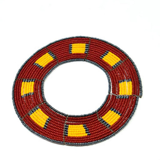 Maasai Disc Beaded Bangle 05 - Grey, Yellow and Red