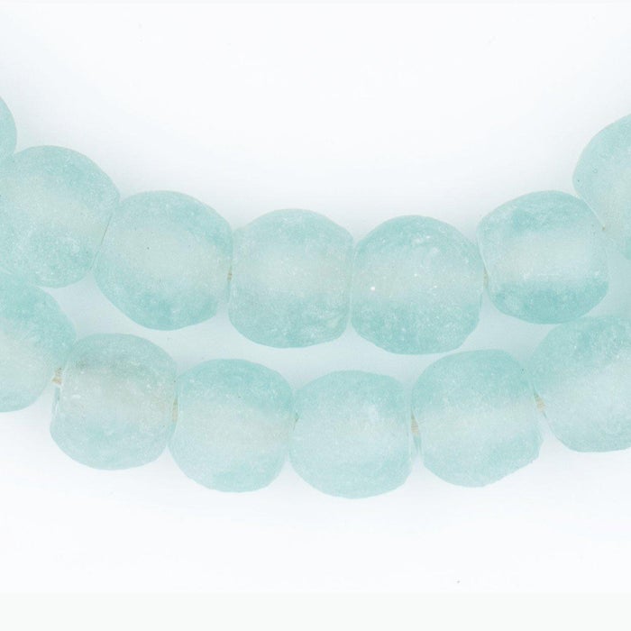  Jumbo Recycled Glass Beads - Beaded Wall Hangings - Extra Large  African Sea Glass Beads 21-25mm - The Bead Chest (Light Blue)