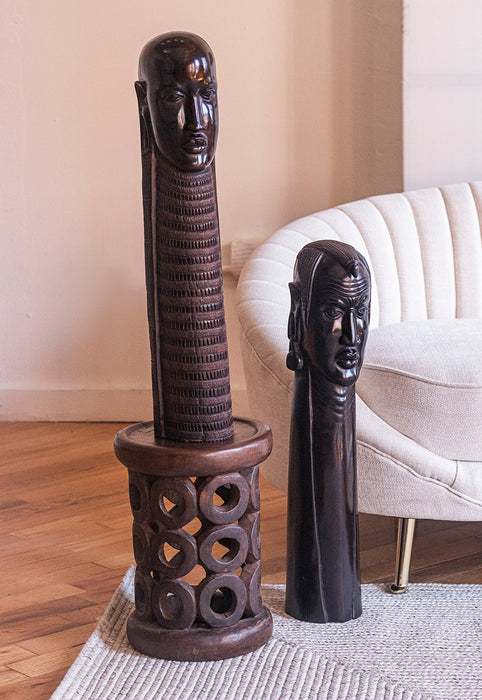 Maasai Warrior Male and Female Busts | Hand Carved Out of Ebony Wood