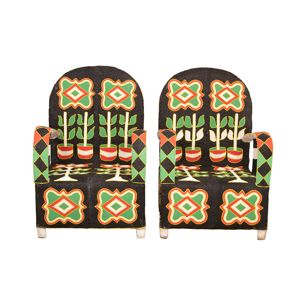 Yoruba Beaded Arm Chair Set of 2 | Black