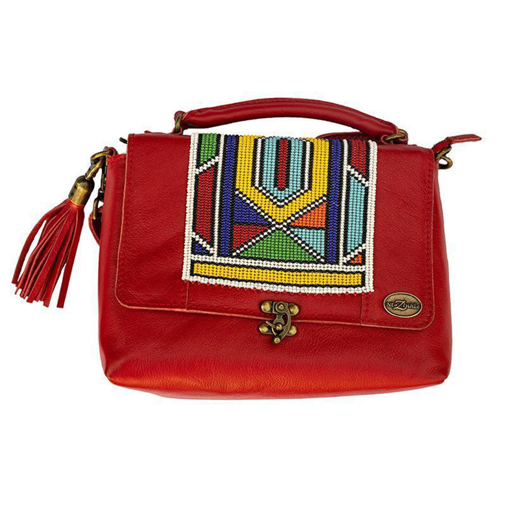 Karungi Beaded Leather Bag | Red made in South Africa