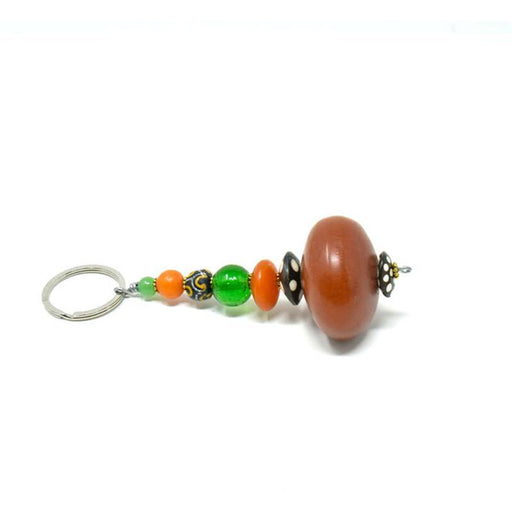 Key Chain Round | Brown Synthetic Amber & Assorted Beads