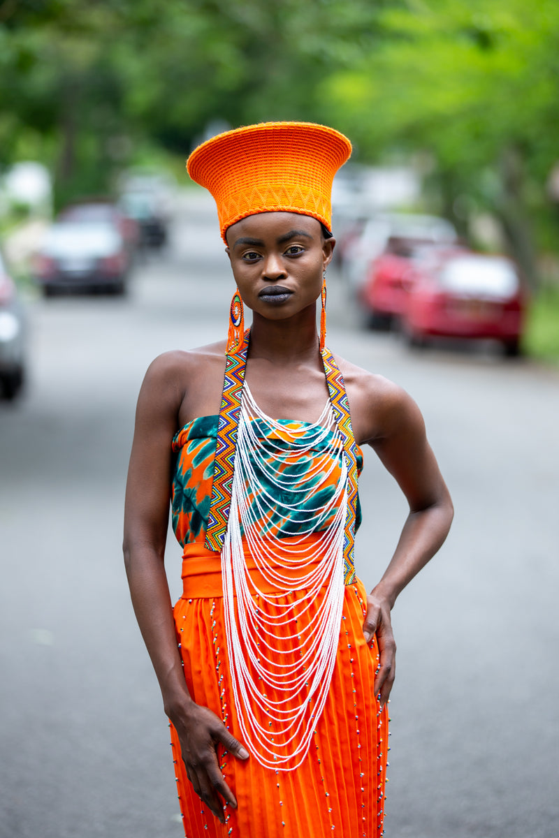 Zulu Beaded Skirt in Orange | Handmade in South Africa — Luangisa ...