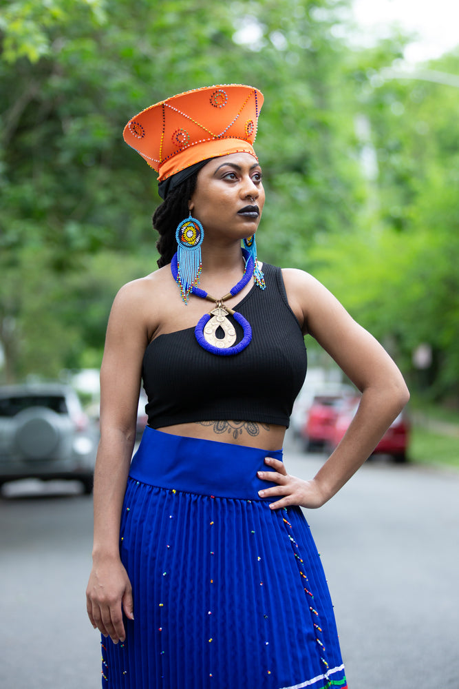 Zulu Beaded Skirt in Blue | Handmade in South Africa