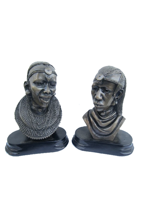 Maasai Couple Bust Sculpture