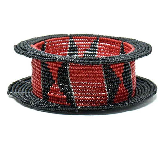 Maasai Ream Beaded Bangle 08 - Black & Red