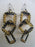 Maasai Square Three Tier Interchange Earrings 01 - Black & Gold