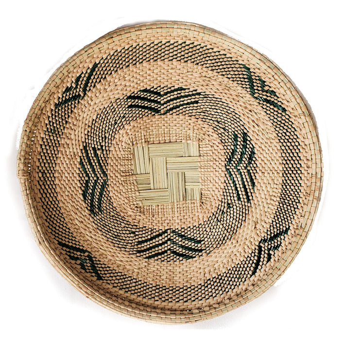 Tonga Pattern Basket with Recycled Plastic | Green