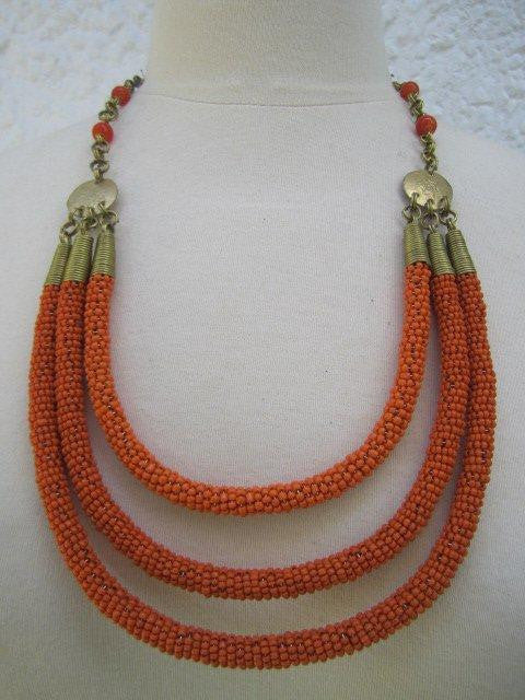 Triple Layer Necklace Orange