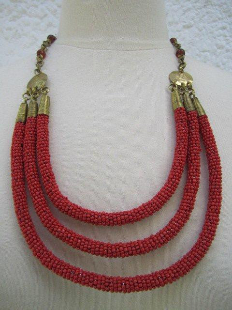 Triple Layer Necklace Red