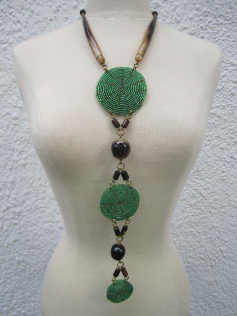 Triple X Necklace Metallic Green