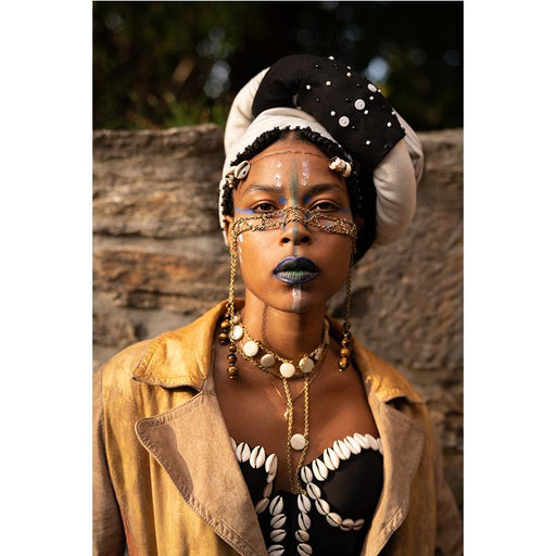 Xhosa Duku Beaded Headdress - Black & White