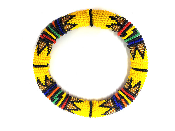 Zulu Beaded Disc Bangle Thick - Multiple colors