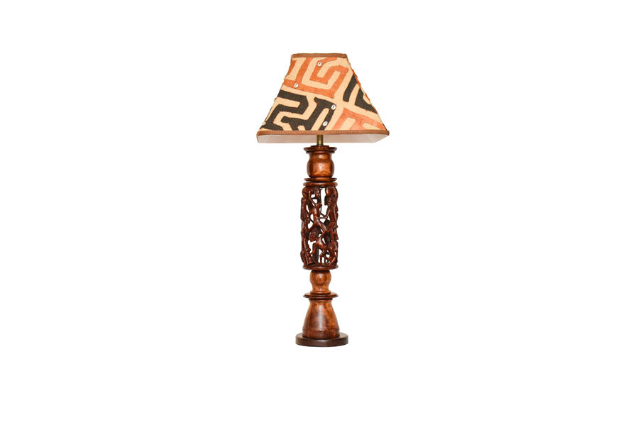 Ujamaa Lamp with Rectangle Kuba Lampshade