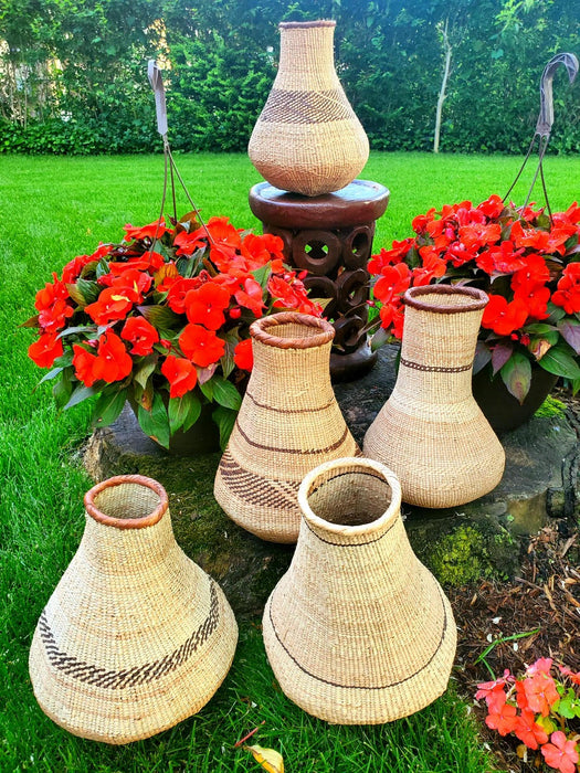 Tonga Buhera Natural Patterned Basket Vase - Various Sizes